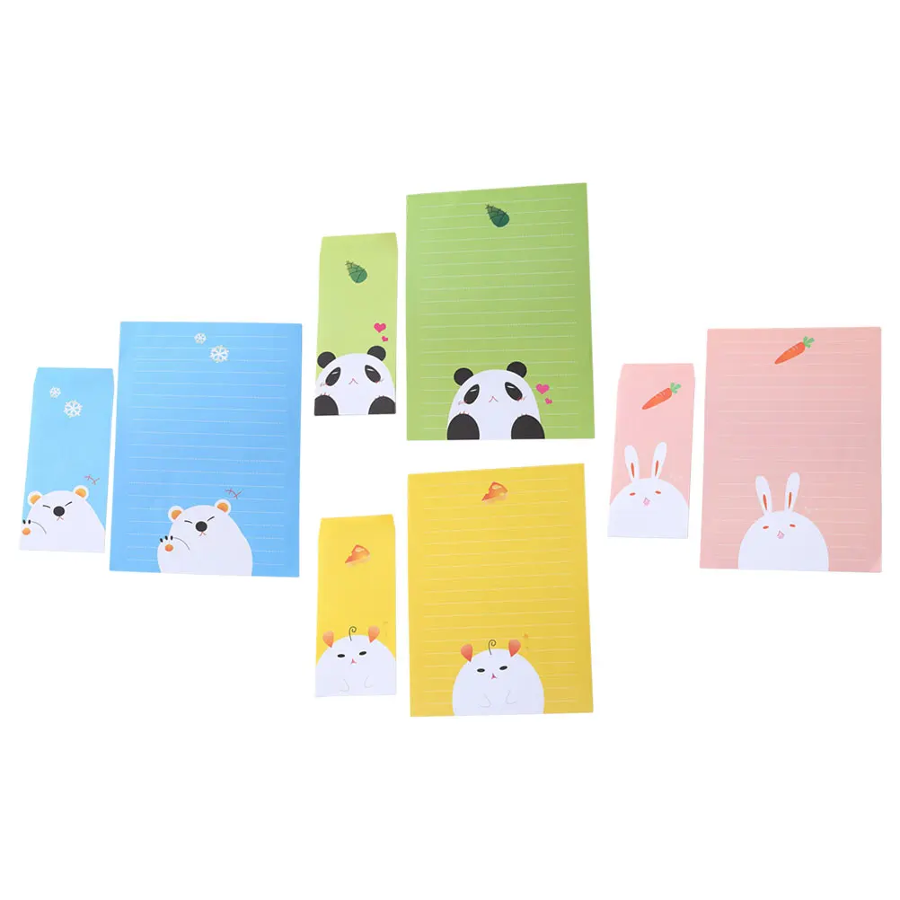 

4 Sets Letter Envelope Kit Small Fresh Colored Stationery Paper 1 Sheet 1 Envelope Ball Mouse Elegant Writing