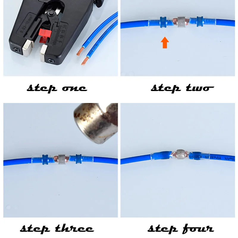 Heat Shrink Solder Sleeves Connector Electrical Wire Terminals Butt Crimp Connector with Wire With small yellow knife Stripper
