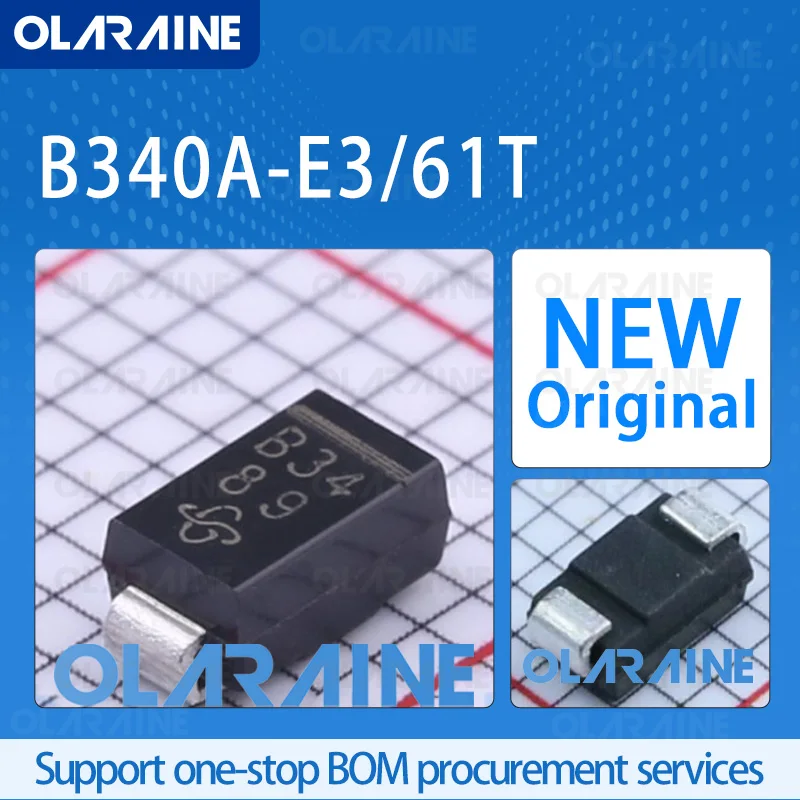 

10/50/100Pcs B340A-E3/61T SMA(DO-214AC) original 100% ic chip Schottky diodes and rectifiers If -3 A Vf - 550 mV