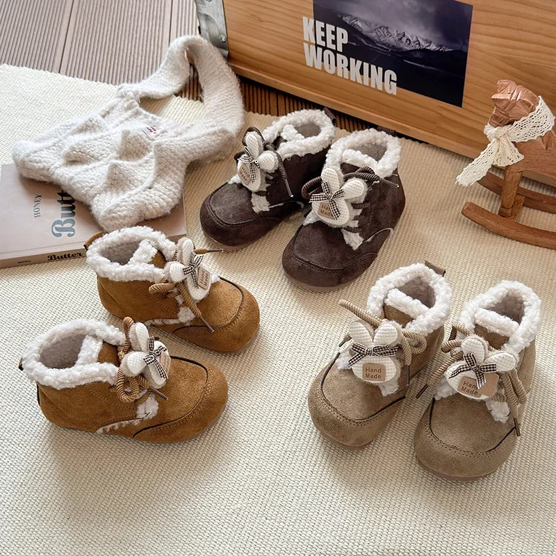 

Детские ботинки принцессы с милым кроликом, детские ботильоны, замшевые, теплые, осень 2022, новые короткие сапоги для девочек с круглым носком, милая мягкая подошва