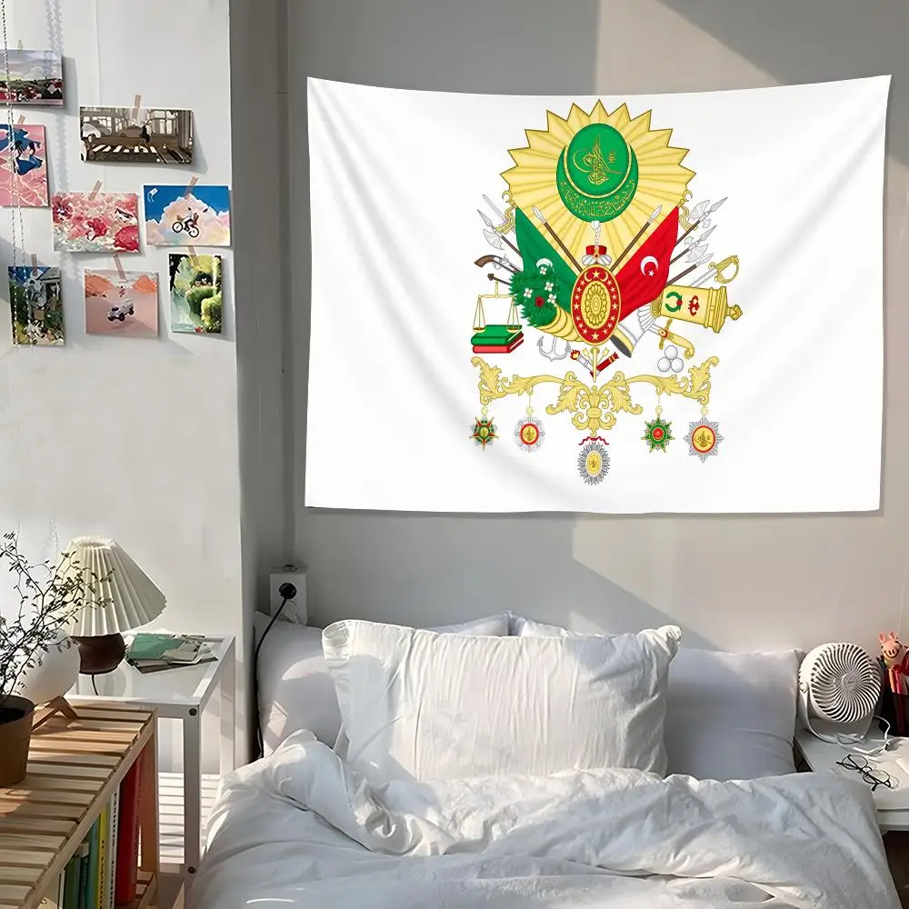 Ottoman Empire Tughra Tapestry Custom Living Bedroom Party Dormitory Interior Wall Bohemian Decoration Attached Clip