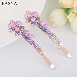 EASYA Beautiful Rhinestone Leaf Hairpin Hair Accessories Ornaments Fashion Crystal Hairgrips Gift For Women Girls