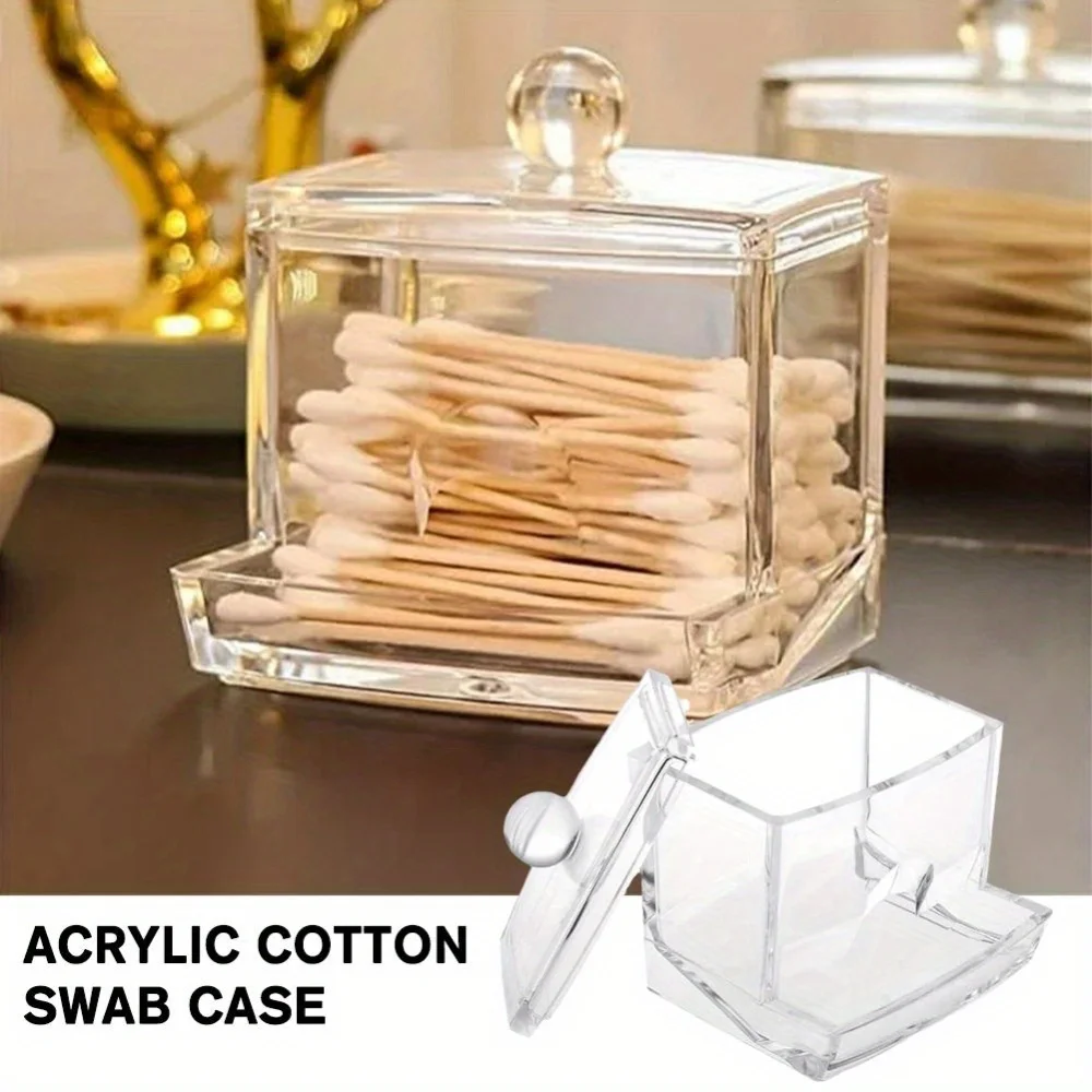 1PC leaky cotton swab box, fashionable crystal home multifunctional desktop portable cover storage box, box towel storage device