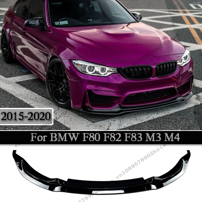 

3 шт. для BMW F80 F82 F83 M3 M4 2015-2020 передний бампер, спойлер, комплект кузова, сплиттер, глянцевый черный, автоаксессуары
