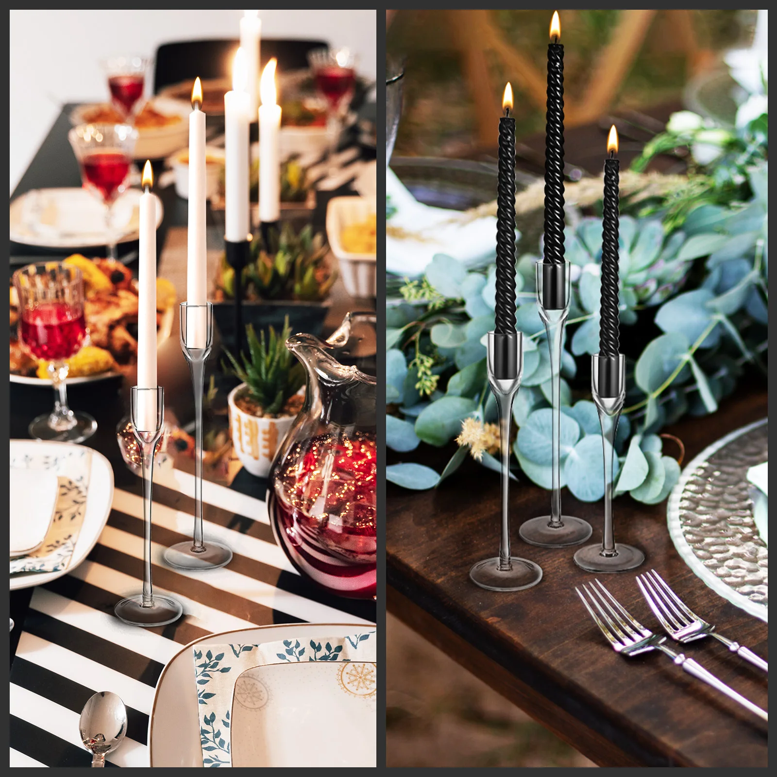 3 قطعة أصحاب الزجاج واضح سليم طويل القامة الجذعية الزفاف الجدول محور الزجاج حامل الشمعدان ديكور رومانسي