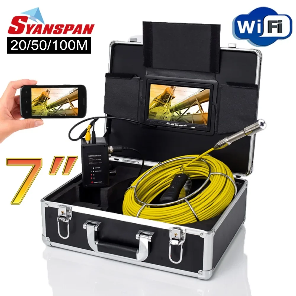 

Pipe Inspection Camera,SYANSPAN7/9Inch Screen Sewer Industrial Endoscope 8GB DVR Wireless WiFi Support Android/IOS 20/30/50/100M