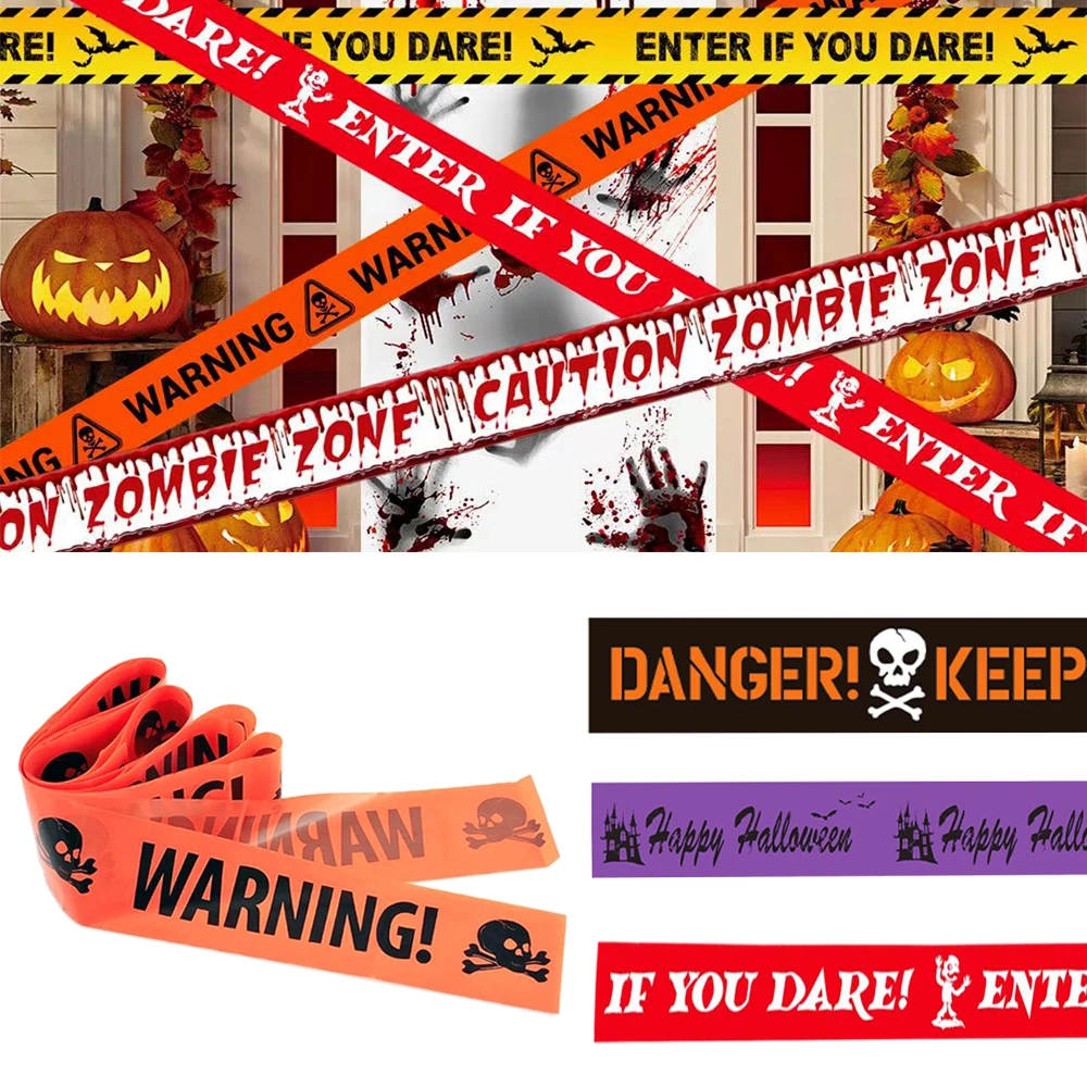 Halloween Party Decoration Warning Tape Halloween Caution Tape Hazard Warning Tape Haunted House Halloween home Decoration Props