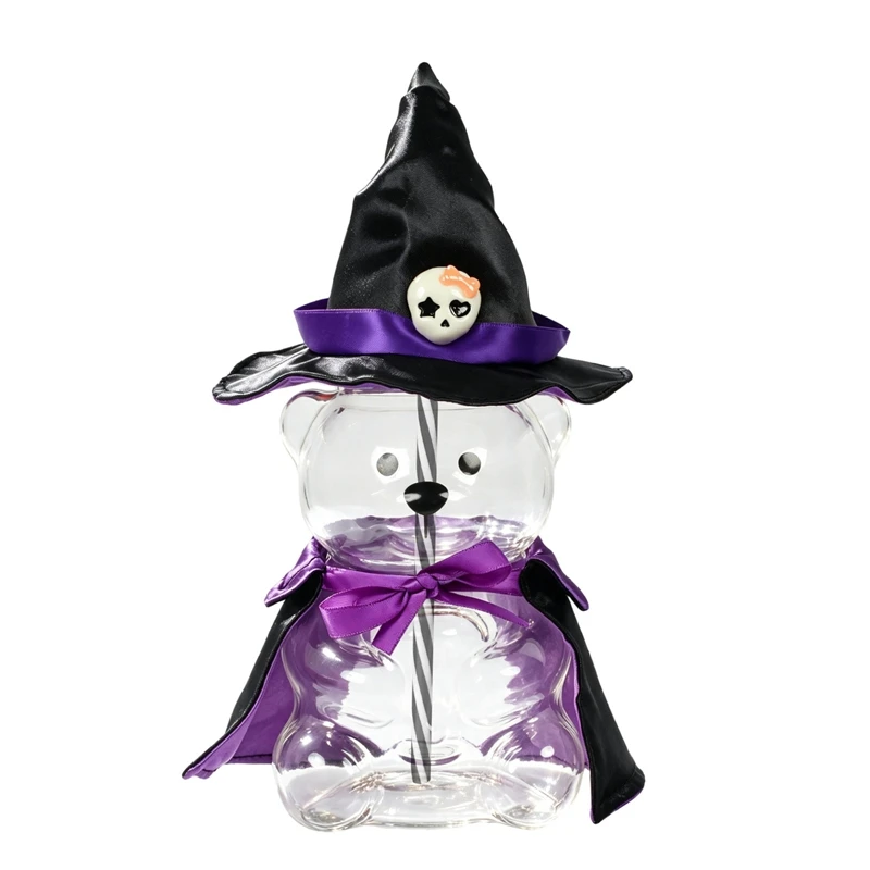 【Without Cup】 Adorable Halloween Bear Cup Clothes Set Wizard Hat Cape Home Tabletop Party Decor Gift Cute New Design Cozy Art