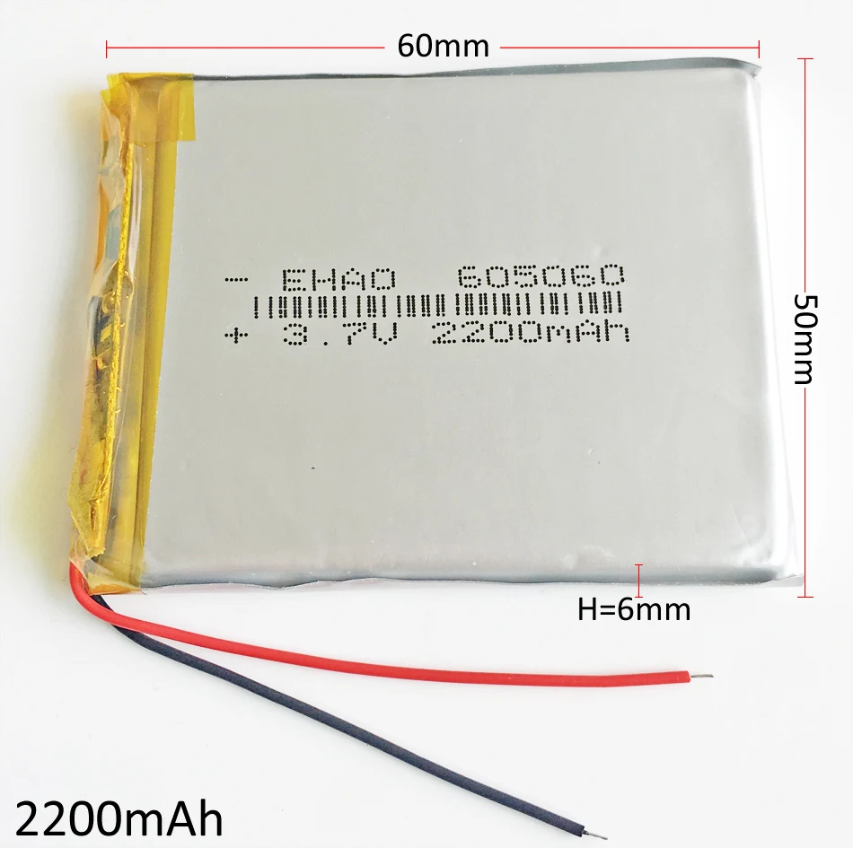Литий-полимерная аккумуляторная батарея 3,7 в 2200 мАч 605060 для Mp3 GPS PSP PAD MID DVD портативное зарядное устройство для ПК динамик камера Регистратор
