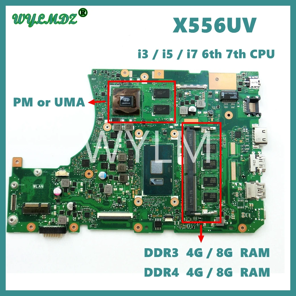 

X556UV Материнская плата ASUS X556U X556UJ X556UA X556UAK/UAM X556UV X556UQ X556UQK K556U K556UQ K556UQK X556UR X556URK материнская плата