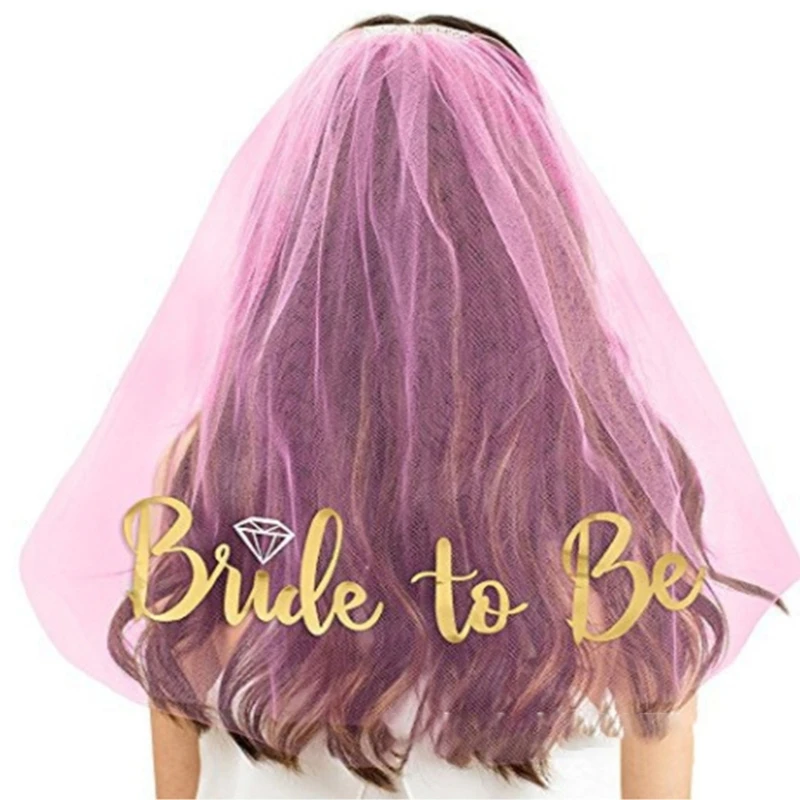 Bachelorette Party Veil Bride Veil For Wedding Bridal Shower Veil Bride To- Be Veil with Comb Short Wedding Veil Dropshipping image 3