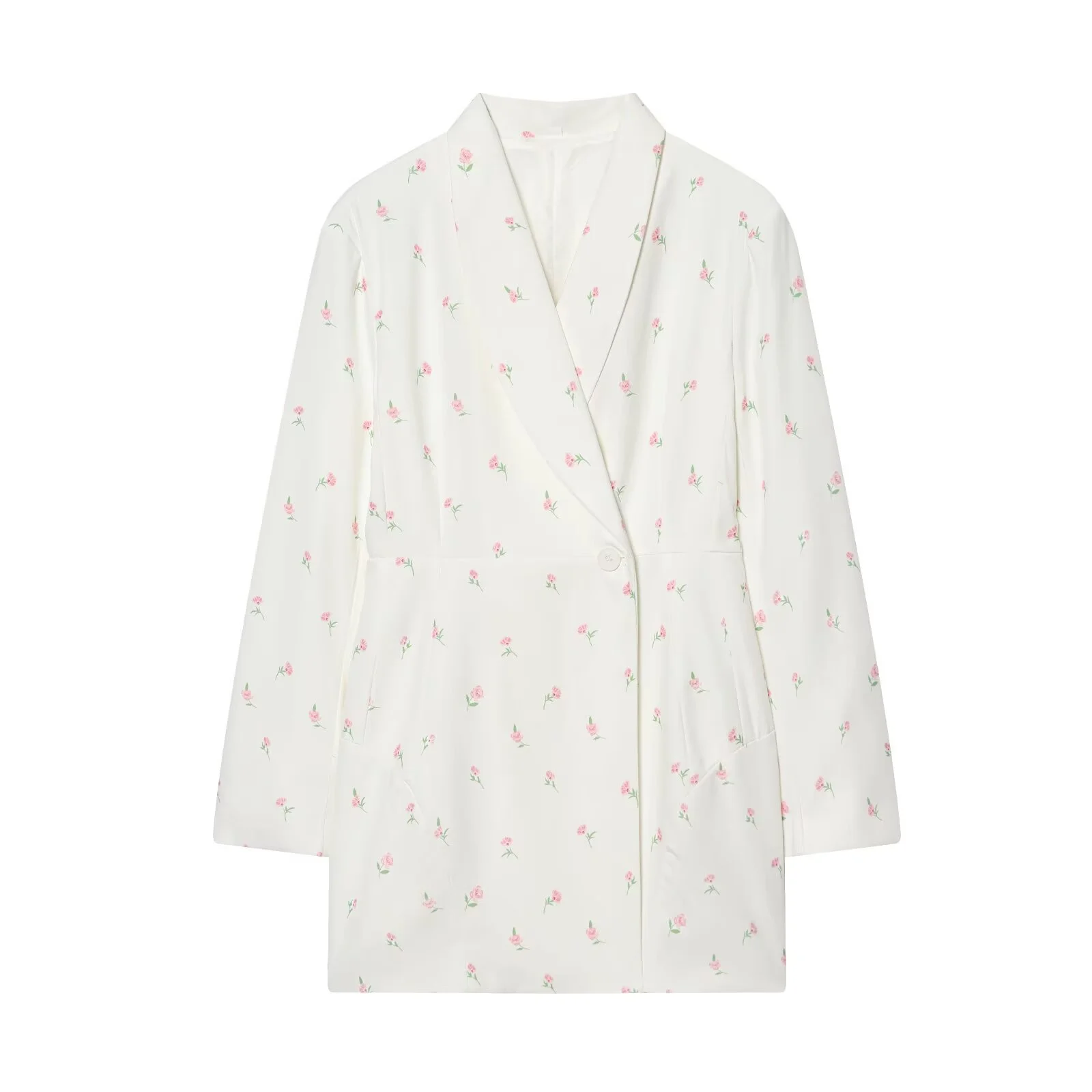 

2025 Winter New Women's Casual Fashion Retro Sweet Floral Print Elegant Waist-Slim Fit Long-Sleeved Blazer