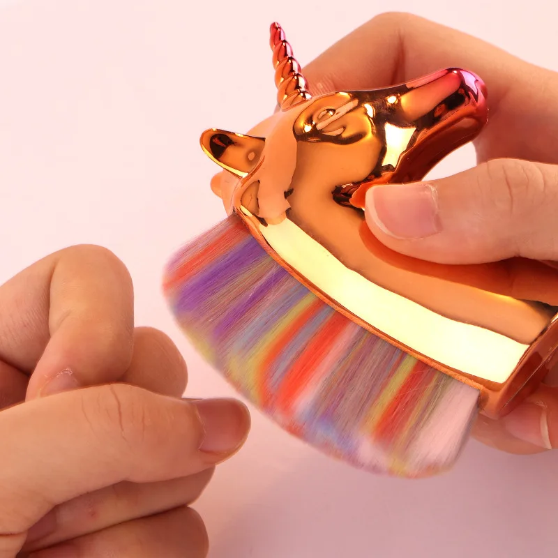 Pennello per polvere per unghie unicorno colorato rimuovi accessori per pennelli per polvere per Manicure