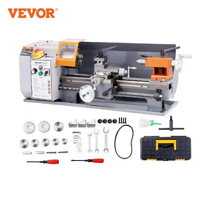 VEVOR Metal Lathe Machine 7.87\'\'x13.78\'\' 50-2500RPM Continuously Variable Speed 600W with Tool Box for Processing Precision Work