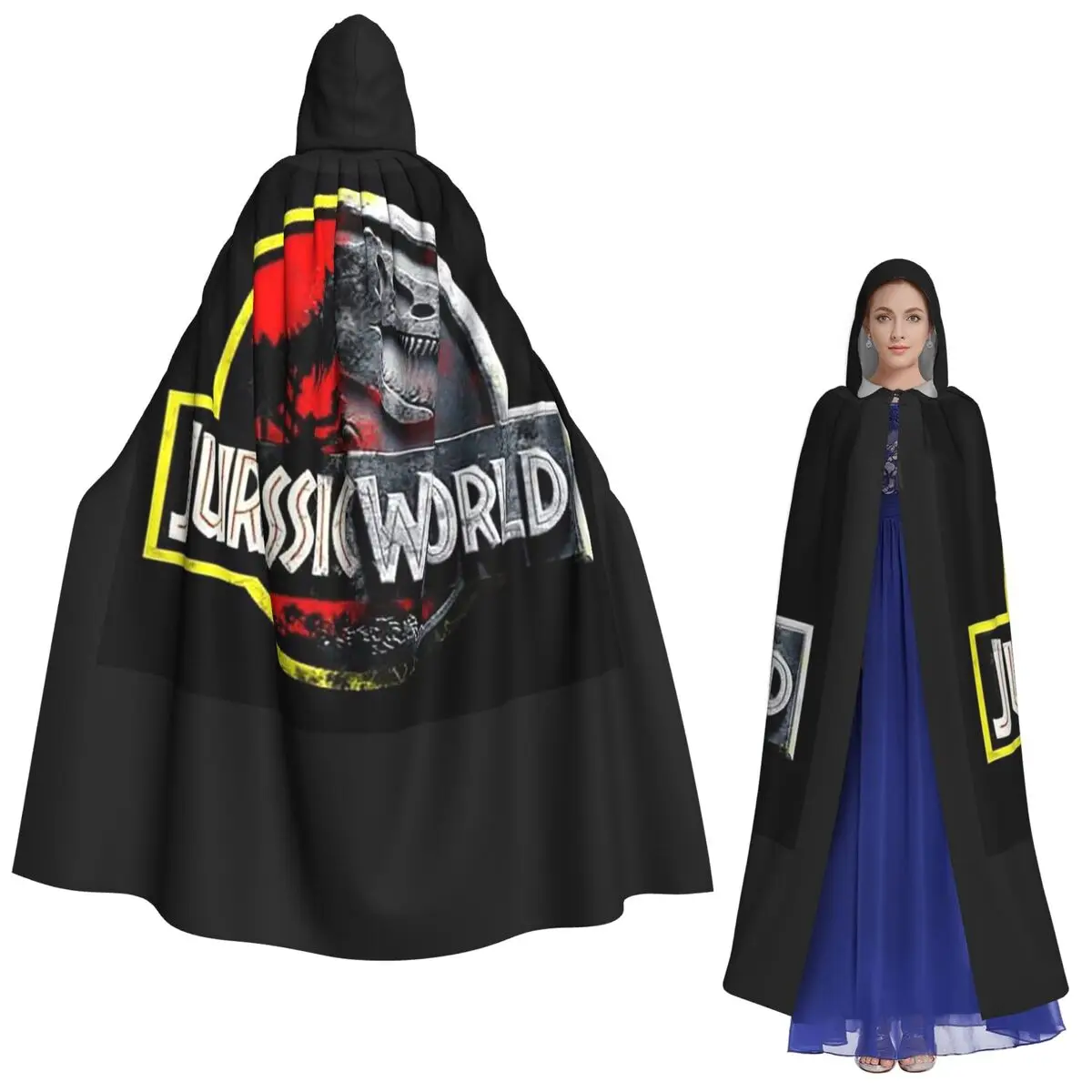 العالم الجوراسي عباءة طويلة مقنعين الساحرة القرون الوسطى زي تأثيري كيب هالوين مصاص دماء الكبار للجنسين