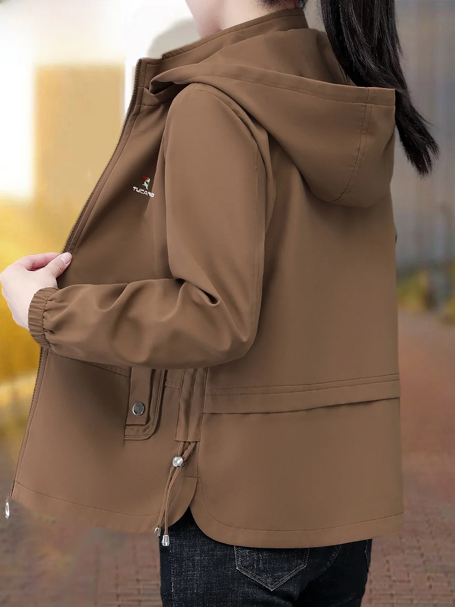 

Casual Loose ort Jaet Women's Spring Autumn Windbreaker Mom's Clothes Korean Sle TUCANO Woodpeer All-Match Outerwear