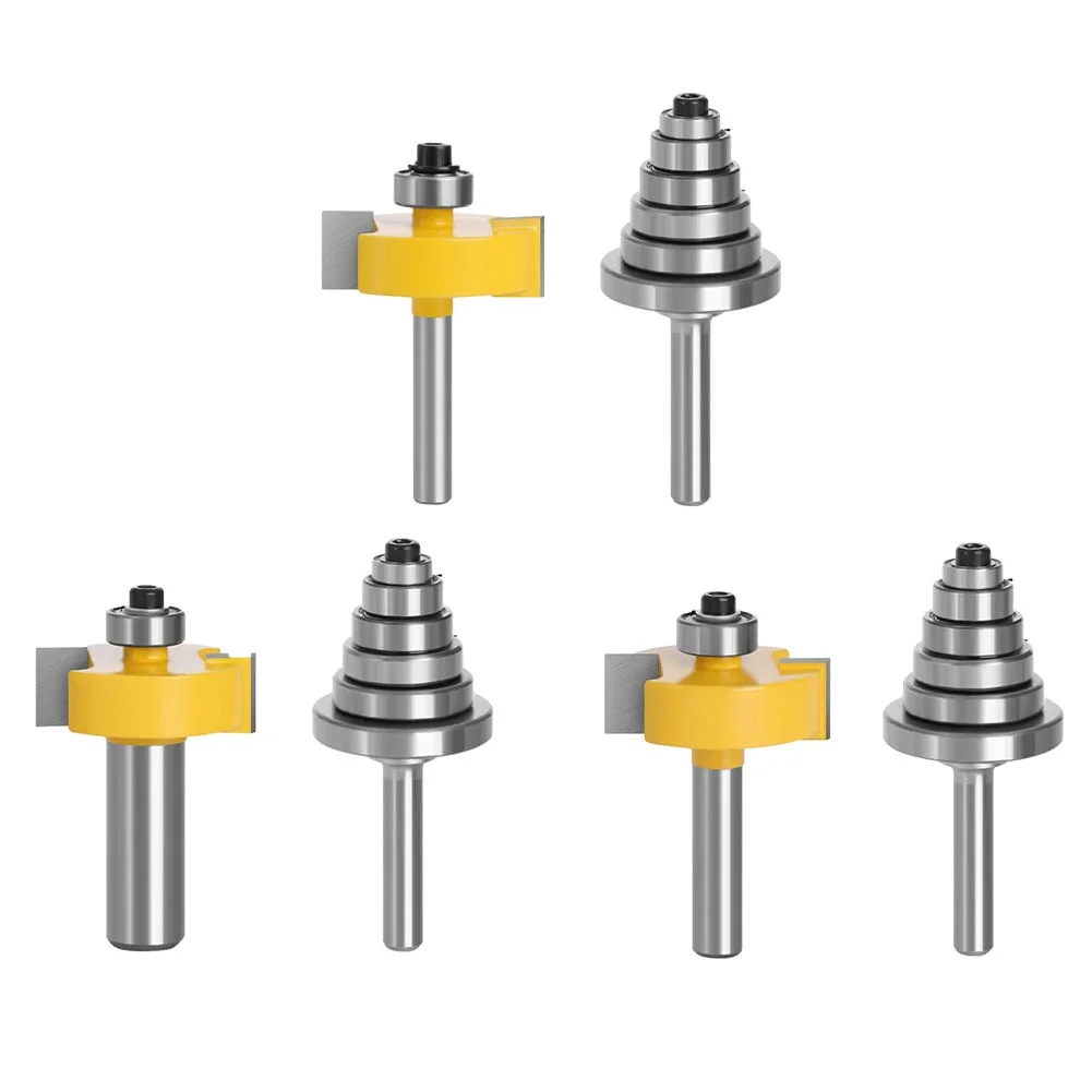 2PCS Rabbet Router Bit Set With 6 Adjustable Bearings 6mm 8mm 12mm Shank Cemented Carbide Milling For Wood For Edge Finishing Tr view 6