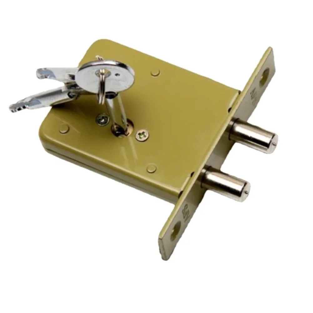 1pc Security Door Lock Anti-Theft Lock, Cross-Key Double Rod Pipe Well Lock 100*70*57mm Security Door Locks Security Protection