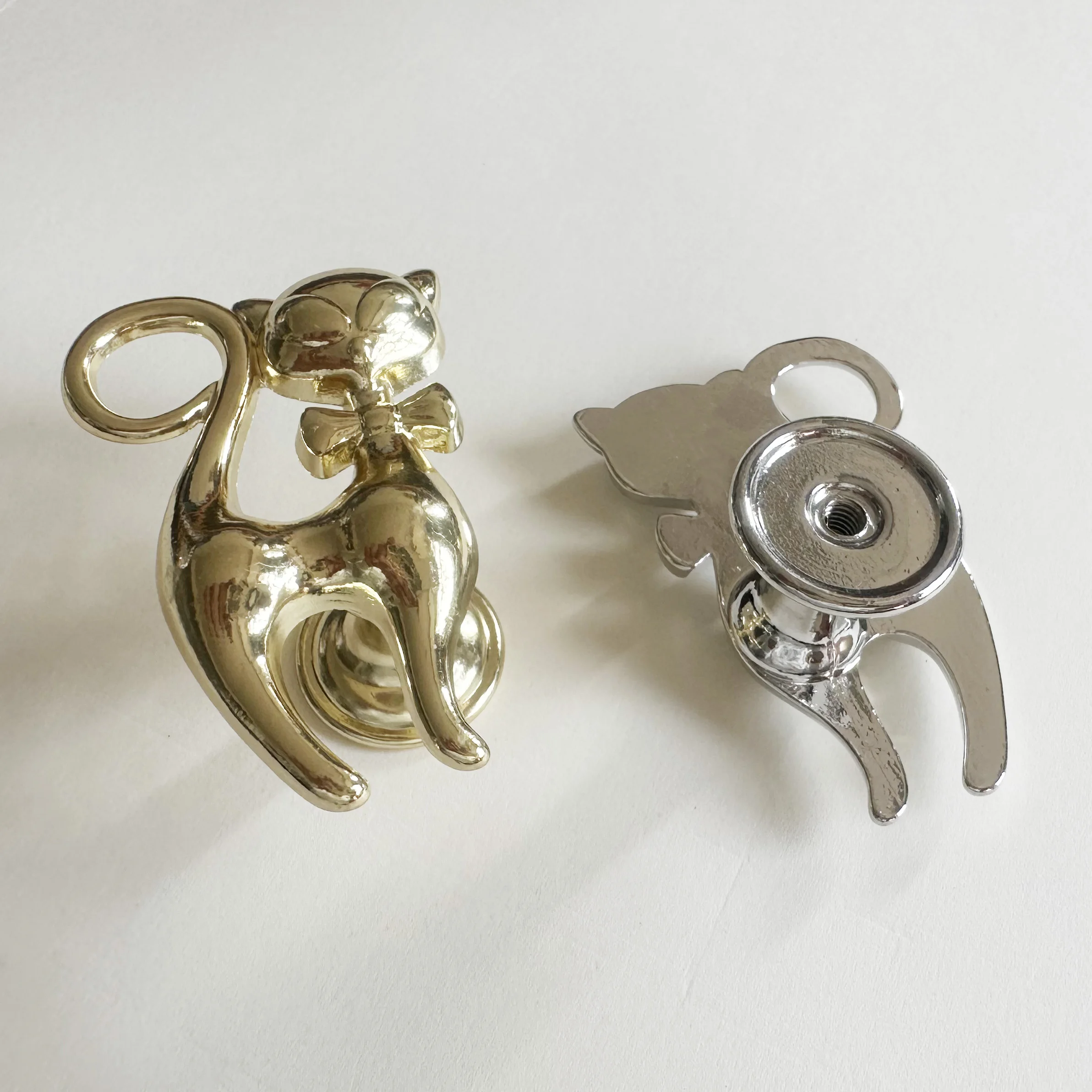 Animal Shape Single Hole Pull Handle Kitty Metal Handle Cartoon Cat Pull Knob Cabinet Pulls