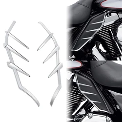 Motorcycle Chrome Mid-Frame Air Deflector Heat Shield Trim For Harley Touring Road King Street Electra Glide 2009-up