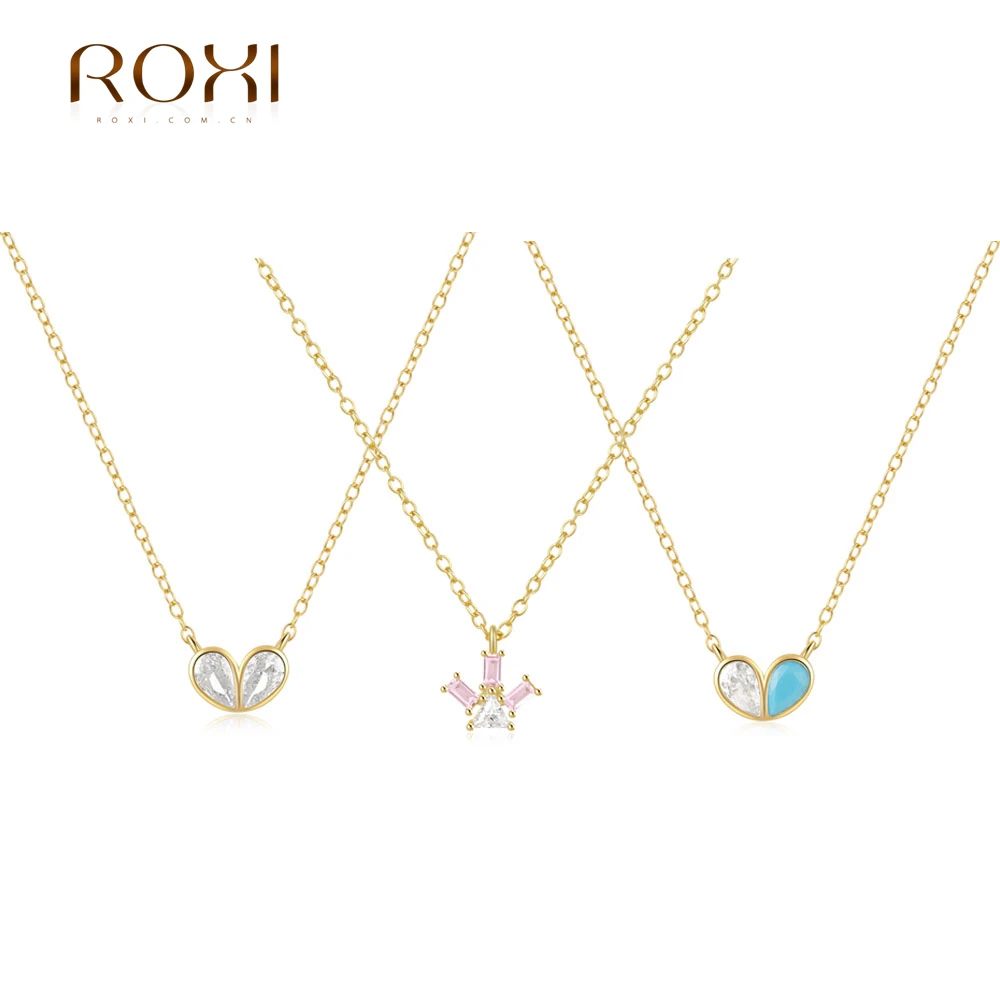 ROXI 925 srebro naszyjniki dla kobiet serce w kształcie motyla delikatny wisiorek naszyjnik ślub zaręczyny Fine Jewelry
