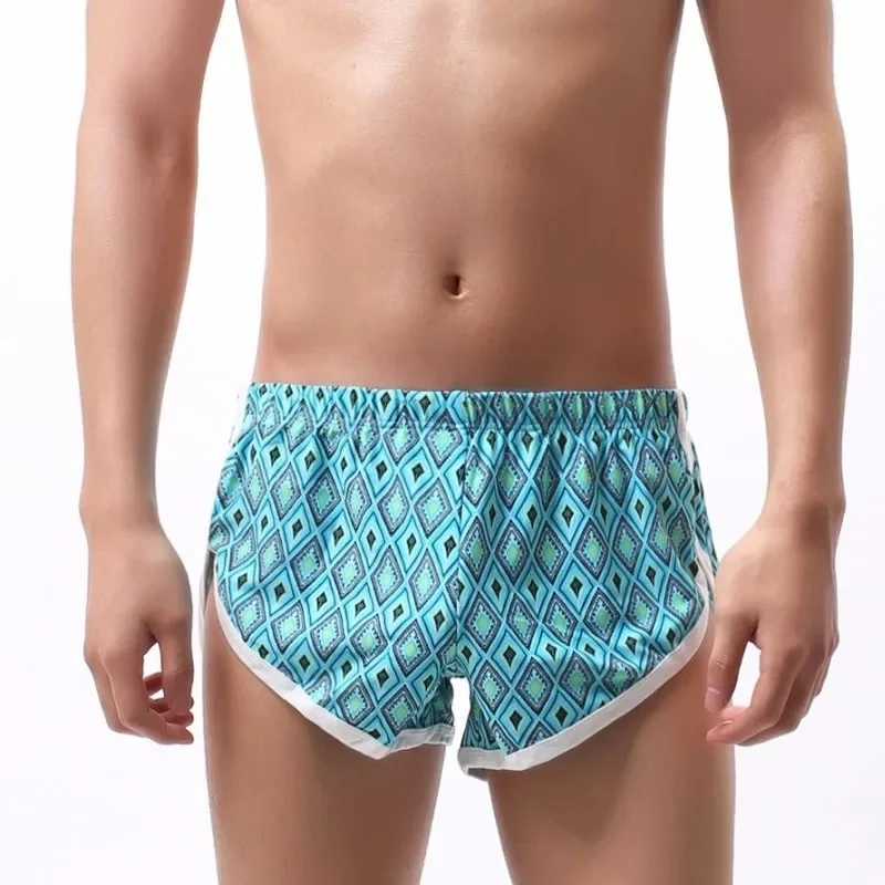 

Men's Fashion Print Aro Pants Youth Simple Loose Breathable Comfy Sports Shorts Teenage Mid-rise Casual Side Fork Home Sleepwear