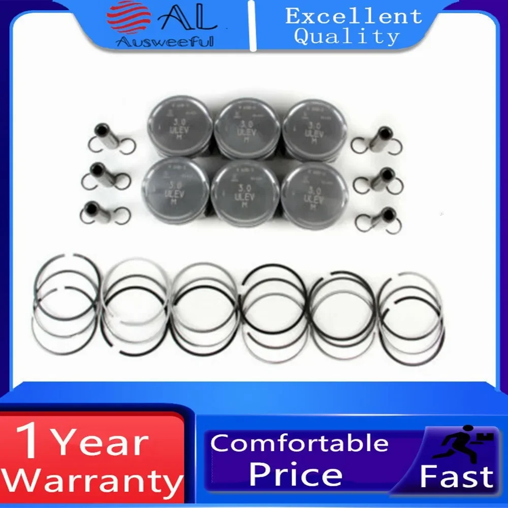 V6 3.0L 82.5MM Piston & Piston Ring Kit φ 20mm Fit For A-UDI A4 A6 06C107065M 06C198151B