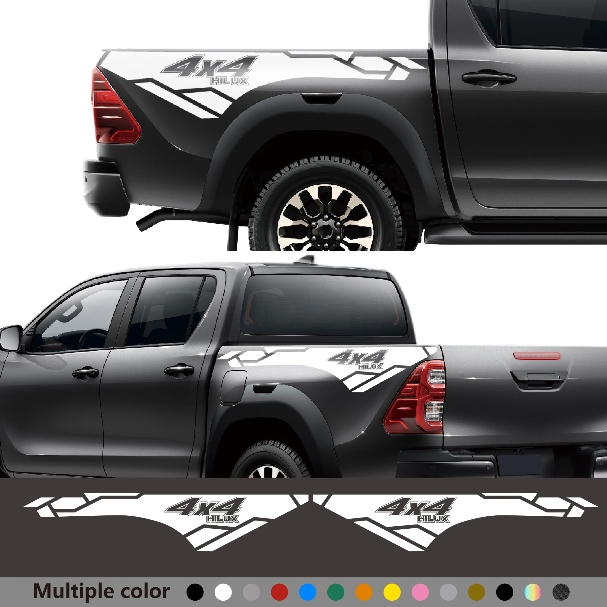 

2pcs Pickup Trunk Side Vinyl Film Sport 4x4 Stickers Apply For Toyota Hilux Revo Vigo Auto Body Decor Decals Car Accessories