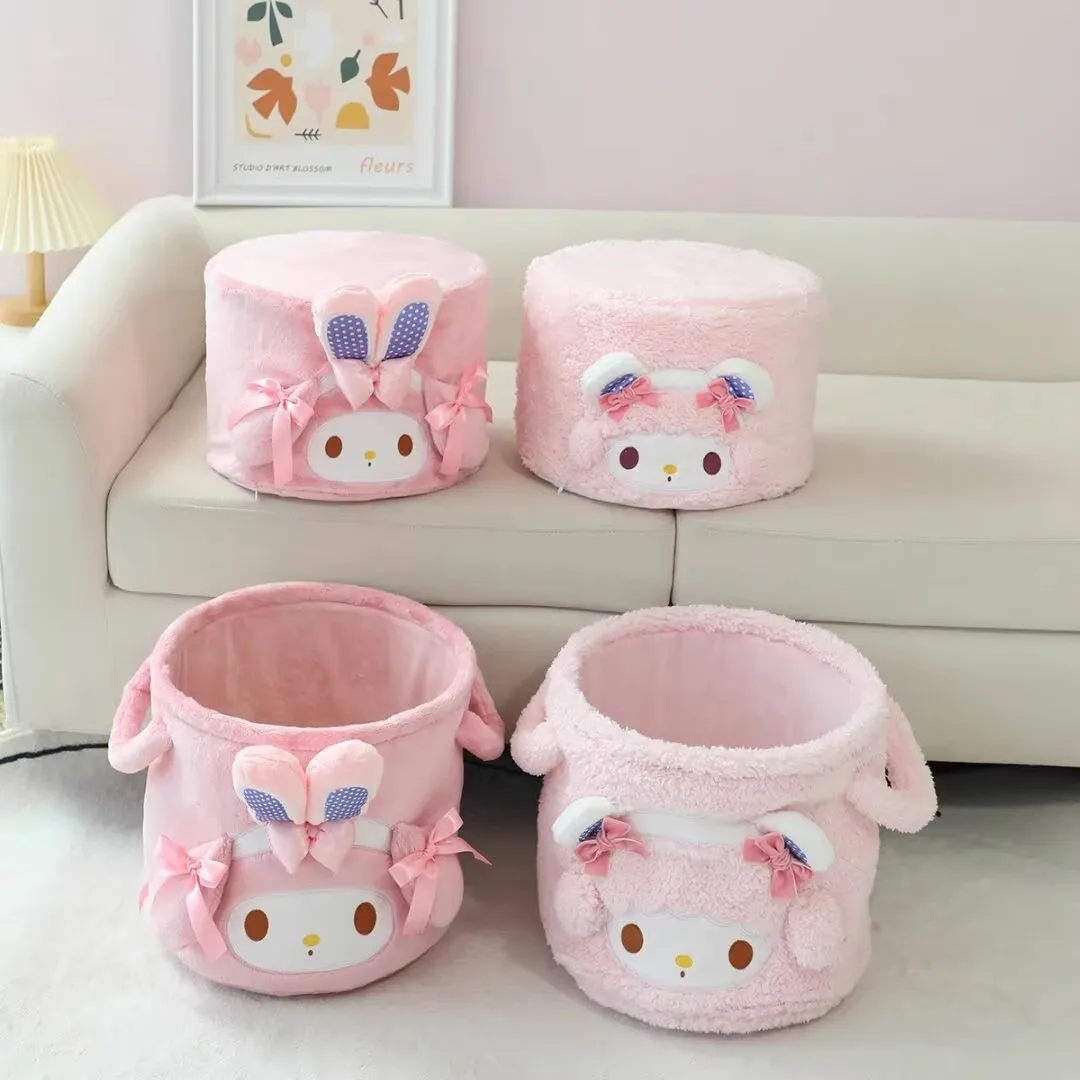 Sanrio Kawaii My Melody Pink Small Stool Cinnamoroll Anime Cartoon Skin Friendly Household Living Room Children Bench Round Pier