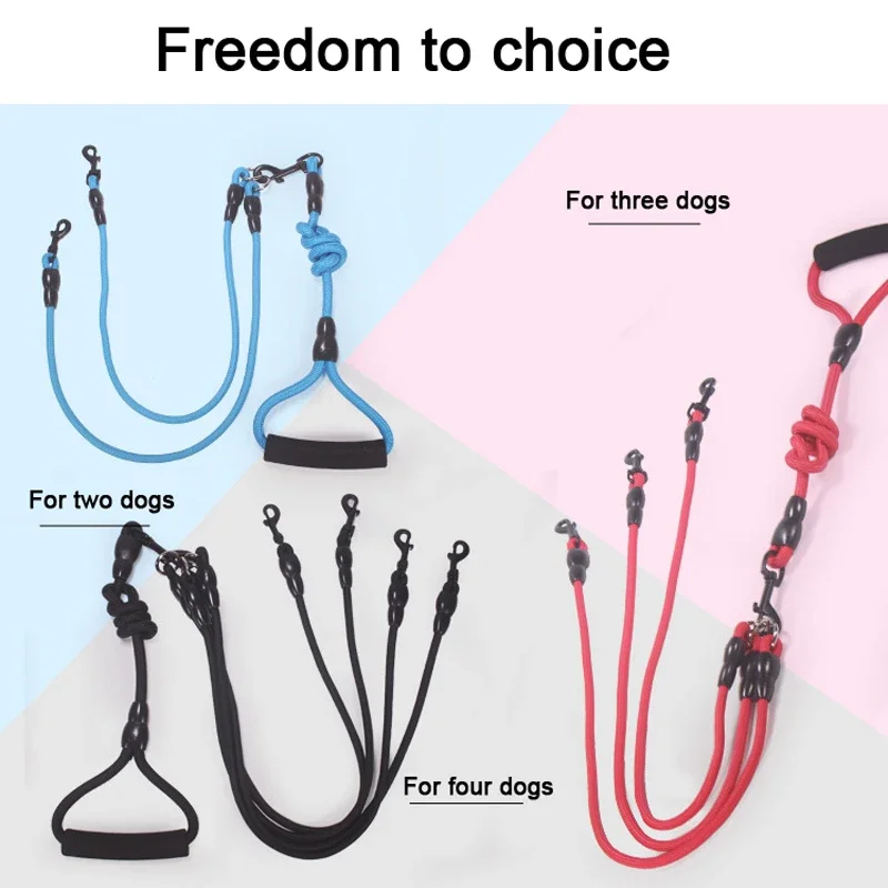 Pet Dog Leash Nylon Rope Double Dual Two Heads Dogs Leash 2 Way Coupler Walk Two and More Dogs Collars Harness Leads Dog Leashes 3