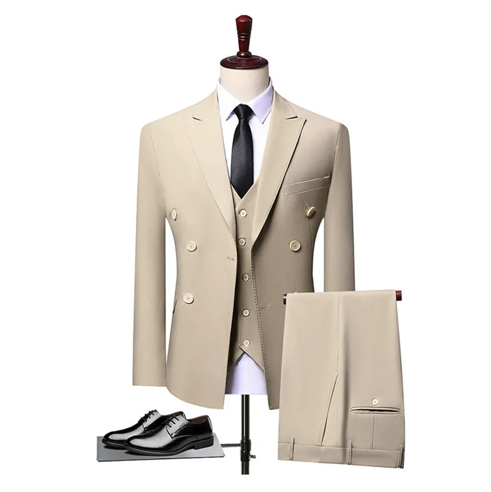 

High-quality three-piece suit for party, wedding double-breasted suit for marriage, business suit for wedding