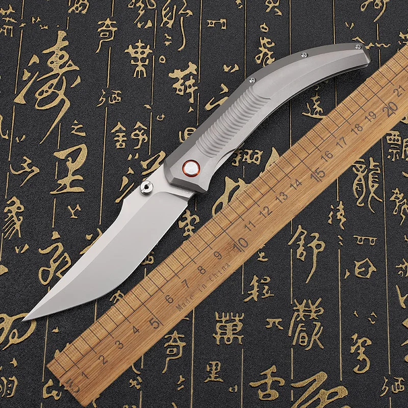 

14C28N steel blade titanium alloy handle folding knife outdoor self-defense hunting camping cutting survival portable tool knife
