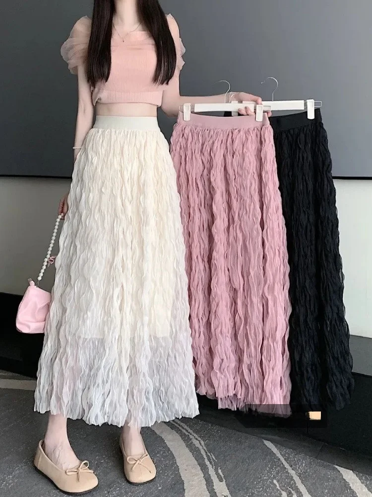 

Юбка трапециевидной формы с высокой талией, женская юбка-миди, плиссированная юбка Me Commute Sle, корейская версия, подходит для осени, Новое поступление