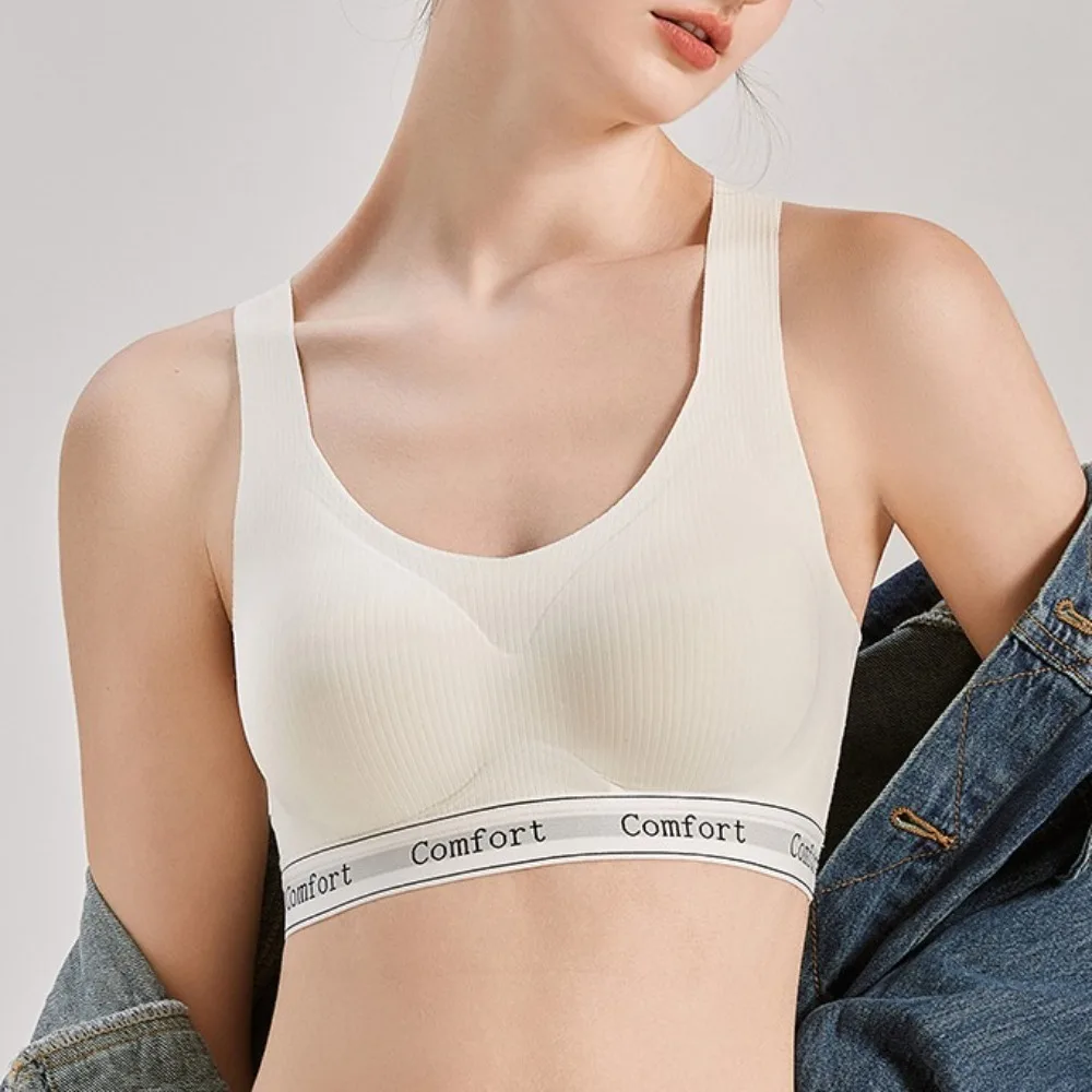 

Fashion Letter Wireless Deep V Bra Shockproof Anti-sagging Brassiere for Women Lingerie Close-fitting Seamless Bras Running