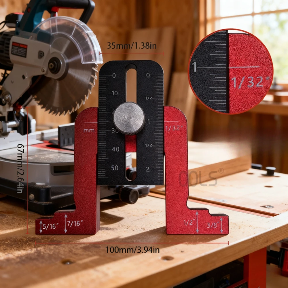 Woodworking Height Ruler Aluminum Alloy Adjustable Limiter Electric Circular Saw Milling Cutter Height Adjustment Gauge 1 Piece