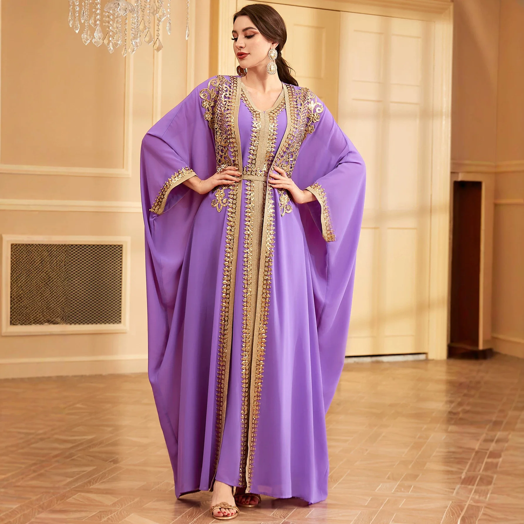 Eid Dress Suit Women Party Abaya Dresses 2 Piece Sets Ramadan Muslim Cardigan Robe Jalabiya Dubai Vestidos Morocco Kaftan