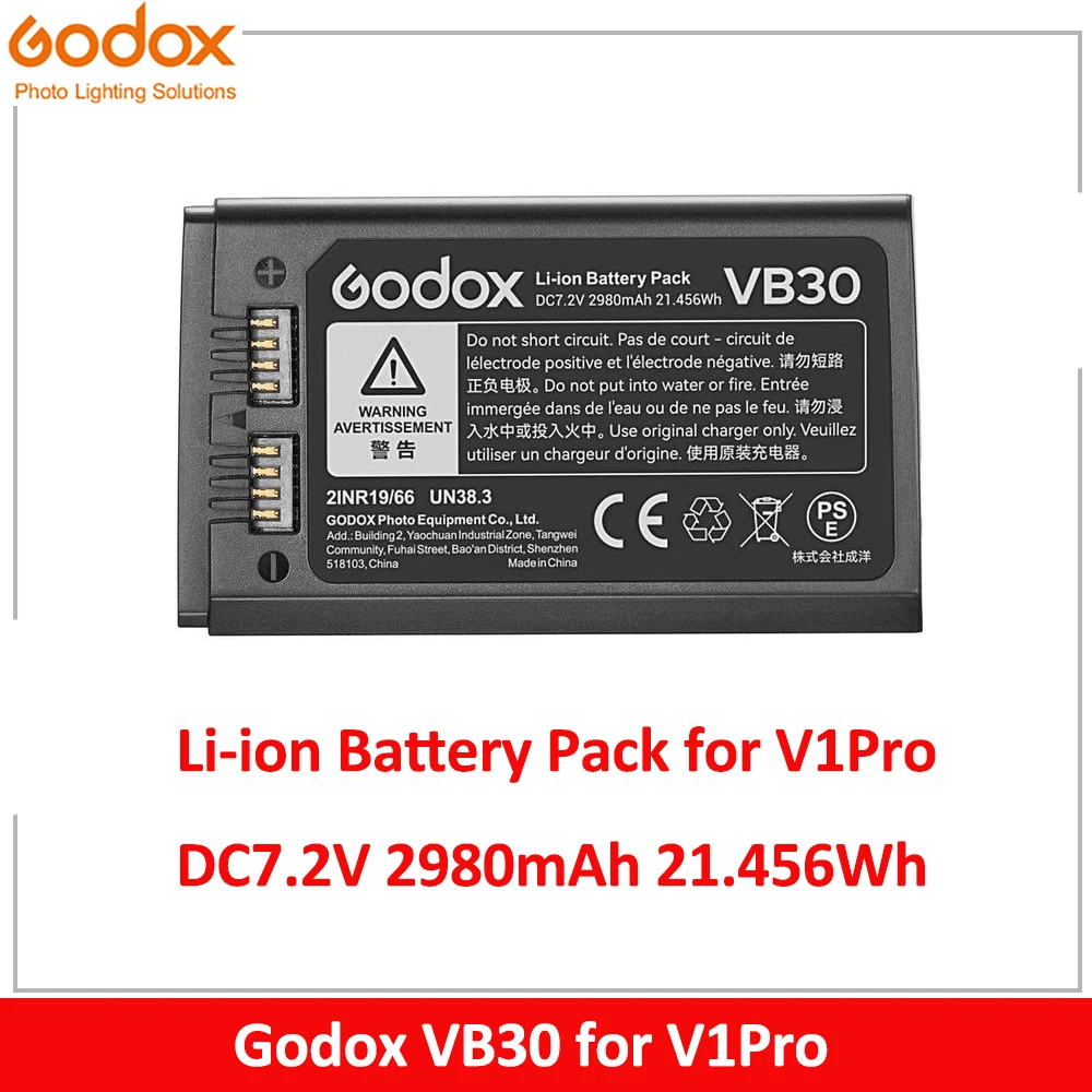 

Godox VB30 DC7.2V 2980 мАч 21,456 Втч литиевый аккумулятор для Godox V1Pro вспышки камеры