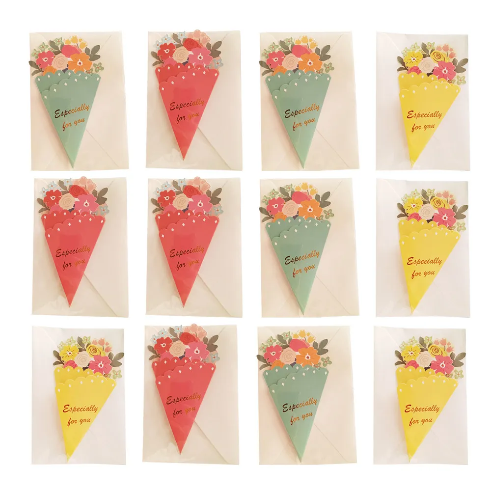 15 Pcs Mom Gift Flower Bouquet Paper Card for Mother Greeting Cards Mother's Day