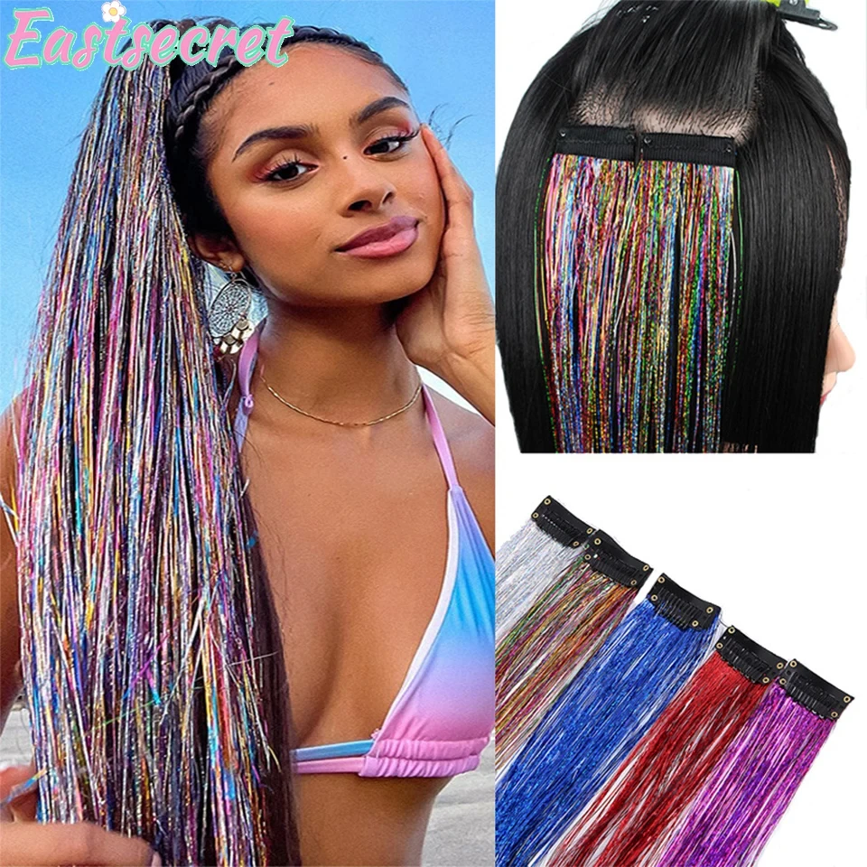 

EASTSECRET Цветные накладные волосы с леопардовым принтом, длинный прямой парик, цельный, на заколках, синтетические пряди, аксессуар для косплея