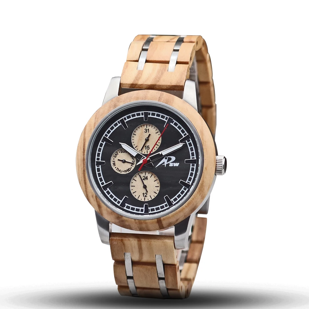 Men's Watch For Him Quartz Luxury Man Watch Stylish Wood Timepieces Chronograph Wristwatch Gift Box Relogio Masculino