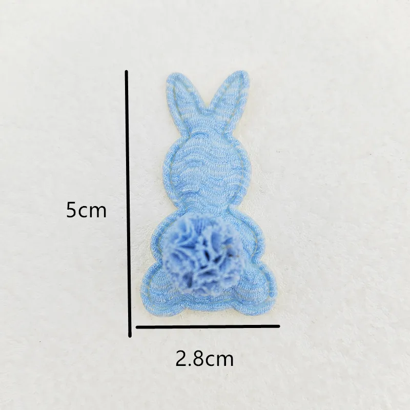 30Pcs 2.8x5CM Rabbit With Ball Padded Appliques For Clothes Hat Sewing Supplies DIY Headwear Hair Clip Bow Decor Patches