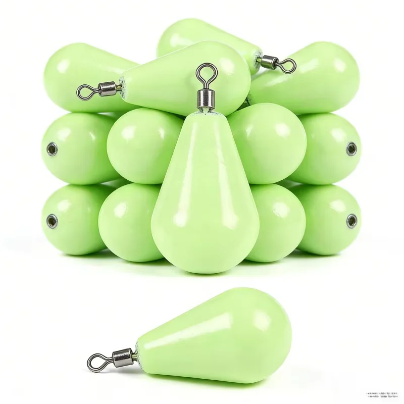 5pcs 12g-30g Glow in Dark Teardrop Lead Sinker Fishing Weight Swivel Loop Drop Shot Weights for Night Fresh Salt Water Fishing