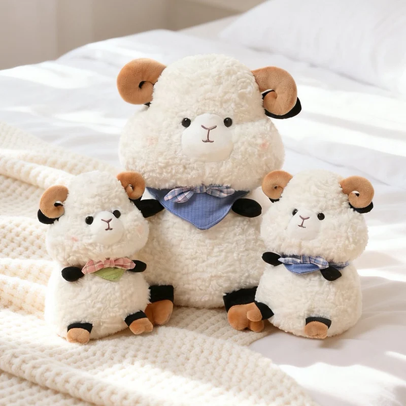 Kawaii Soft Stuffed Animals Fluffly Fatty Round Sheep Plush Long Pillow Cute Lamb Dolls Baby Accompany Pillow for Girls Gifts