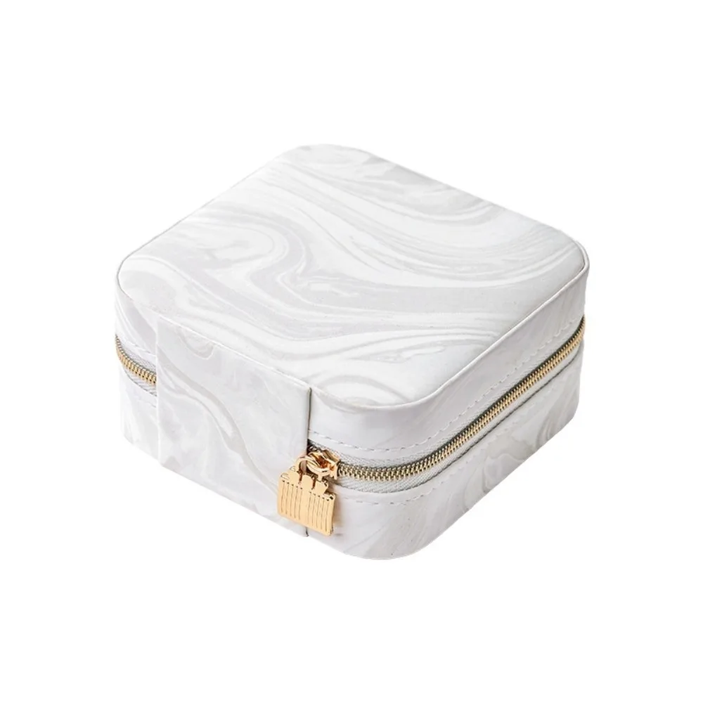 

Portable Jewelry Storage Box Layered Mini Earrings Necklace Ring Jewelry Box Organizer Zipper Jewelry Display Case Gift
