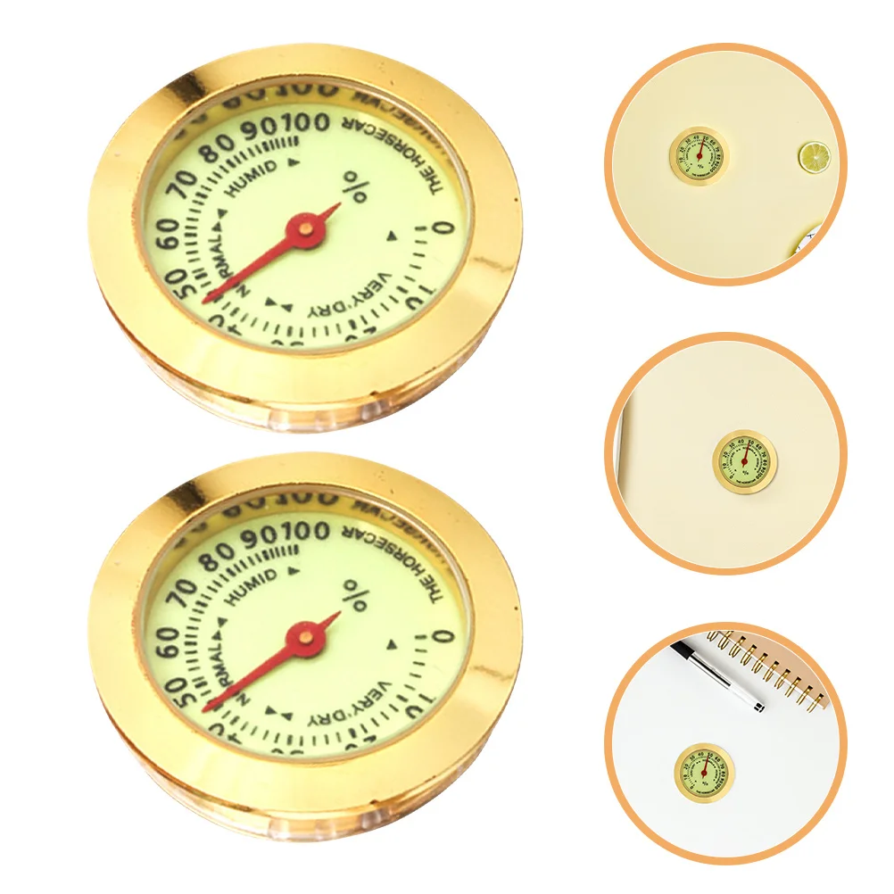 

2pcs Analog Hygrometer For Cigar Humidor Small Luminous Round Mechanical Gauge Humidor Accessories Precise Humidity Monitoring