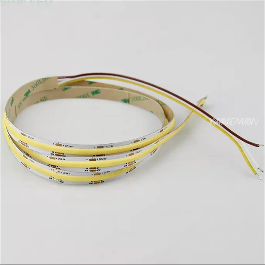 

5M/roll Hot sales 24VDC warm white and cool white CCT 12W 608 LED/M COB dual color 2700K to 6500K flexible LED strip