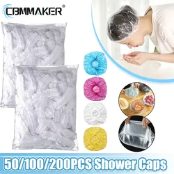 100/200pcs Disposable Shower Cap  Elastic Plastic Wrap Covers Food Non-woven Bath Hat Waterproof  Shower Cap Kitchen Accessories