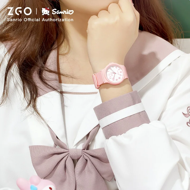 ZGO Sanrio Melody Watch para crianças e estudantes, simples, à prova d'água, quartzo rosa, relógio presente 8522