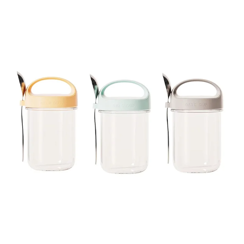 Promotion! Portable Breakfast Cup With Spoon - Food Grade Oatmeal Yogurt Salad Cup, Sealable Lid, Easy Clean, Ideal For Milkshak