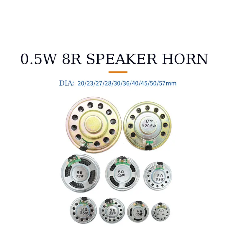 100PCS 0.5W 8R Speaker Horn 8 Ohm 0.5 Watt Horn Diameter 20/23/27/28/29/30/36/40/50MM PC Computer motherboard Speaker kit282